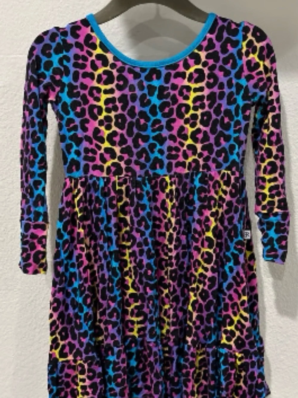 Girls' Multicolor Leopard Print Long Sleeve Casual Dress